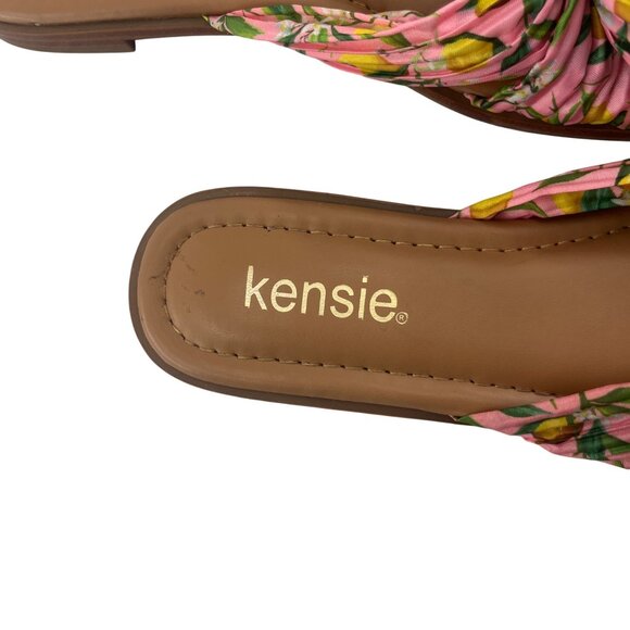 Kensie Womens Floral Print Slide Sandals Size 7.5 Satin - Picture 2 of 5